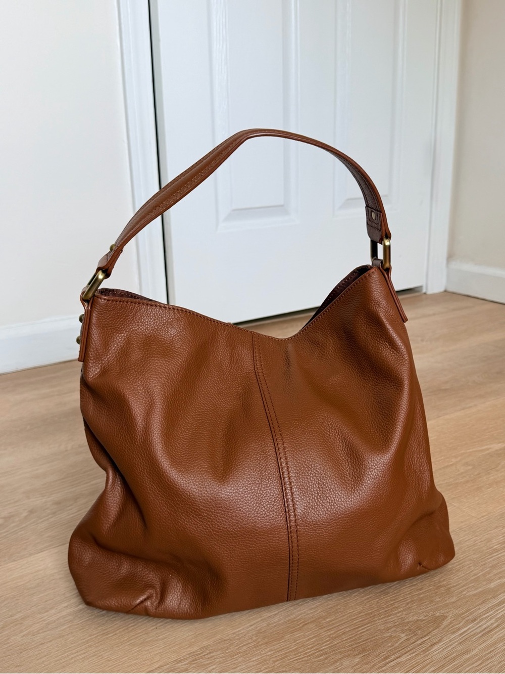 NWOT Vintage Y2K Kooba Pebbled Leather Hobo Bag Brown Slouchy Shoulder Tote - Picture 4 of 14